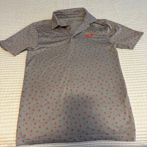 Men's/Teen's Adidas Golf Polo in Grey and Orange Print